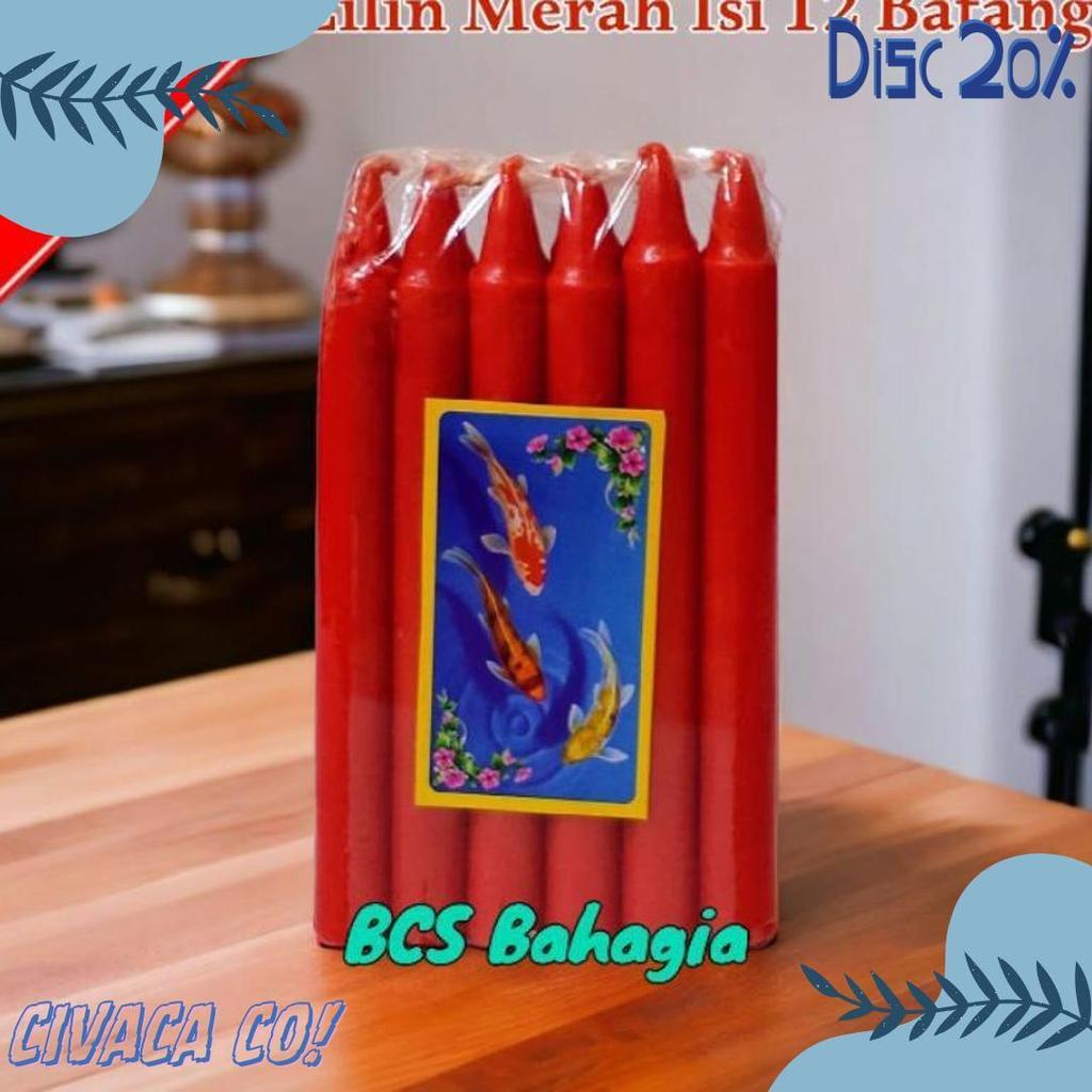 Cusss Serbu Lilin Merah Sembahyang Isi 12 Batang Ukuran Besar / Lilin Sembahyang / Lilin Merah / Lil
