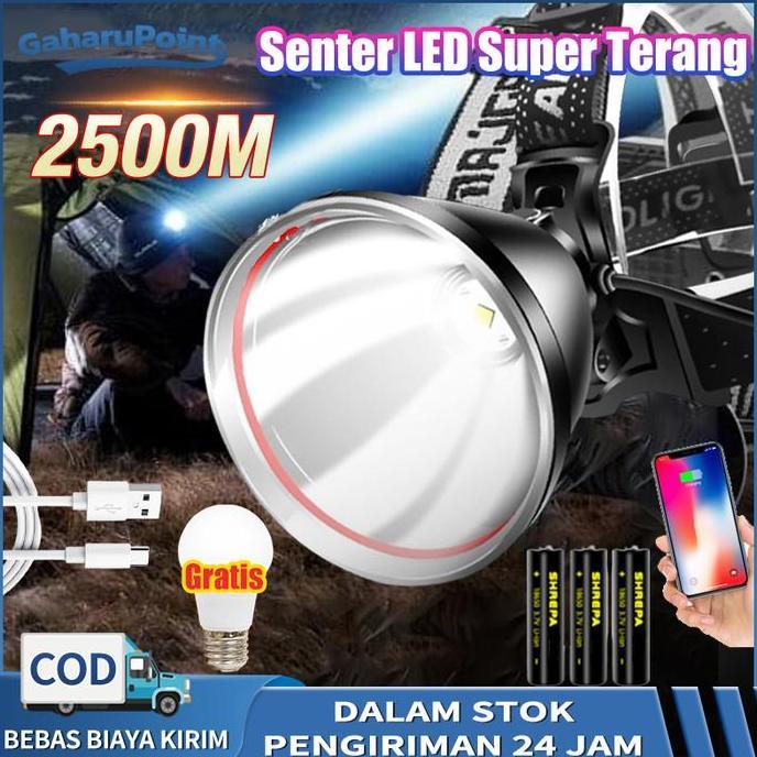 Spesial Senter Cas Super Terang Kepala Anti Air Jarak Jauh /Senter Kepala Led Super Terang/Senter Ke