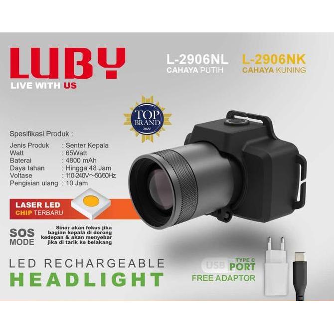 Miliki Senter Kepala Zoom Luby 65 Watt / Headlamp Zoom Luby L2906/2906/2906Nl