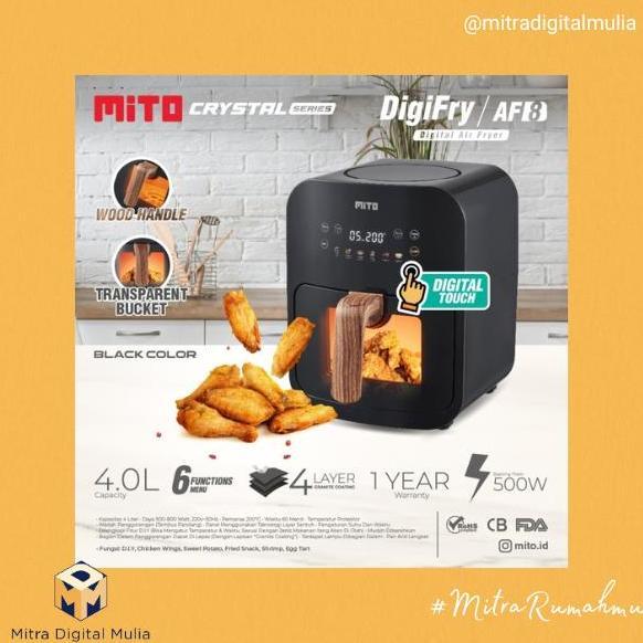Mito AF8 Digital Air Fryer 4 Liter Crystal Series AF 8 Penggoreng Tanpa Minyak Pan Granite Coating