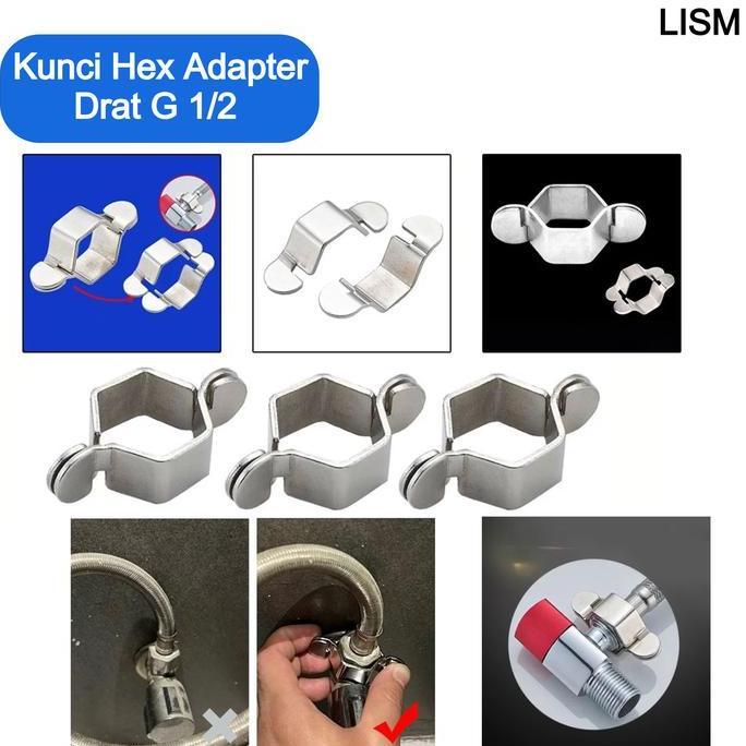 Kunci Instalasi Fitting Selang Air Water Heater Adapter Drat G 1/2