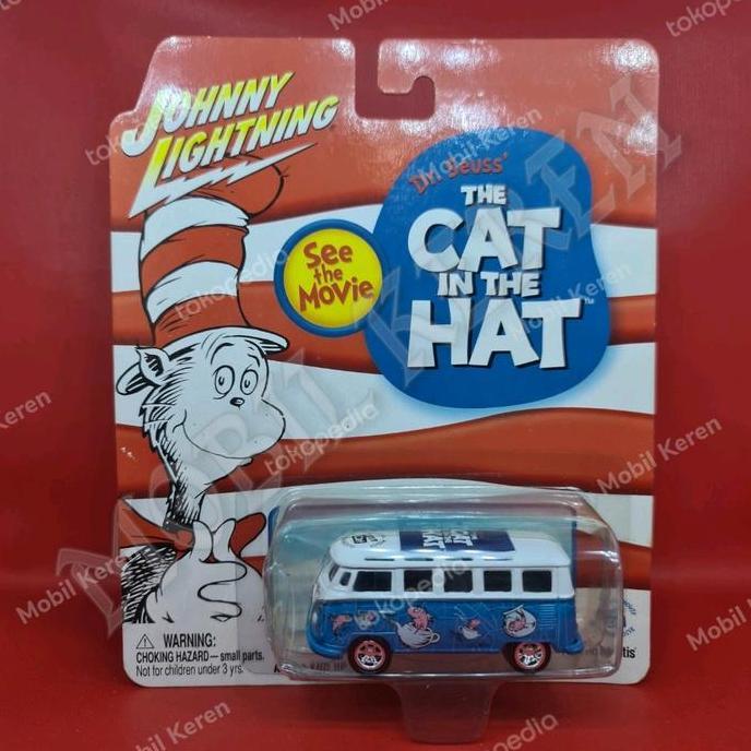 Diecast Johnny Lightning the cat in the hat 65 VW Samba Bus blue white limited edition