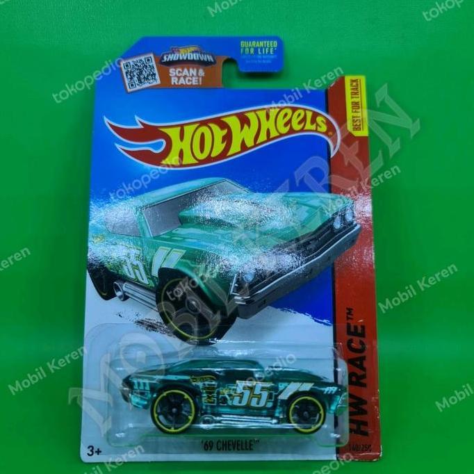 diecast Hot Wheels US HW Race 69 Chevelle x-raycers transparan