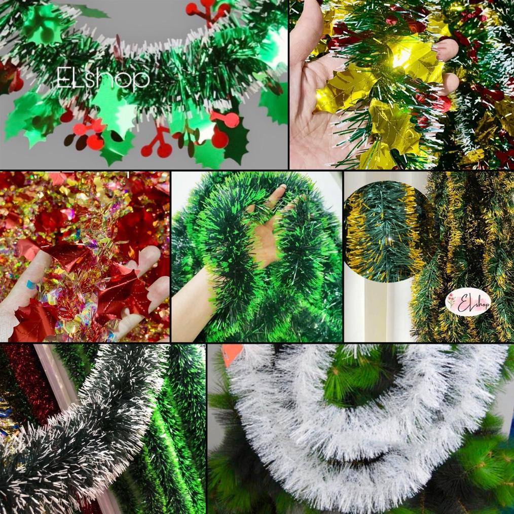 Silvasupply Slinger Pohon Natal 2 Meter Slinger Hijau / Hijau Salju / Putih Hiasan Pohon Natal Terla