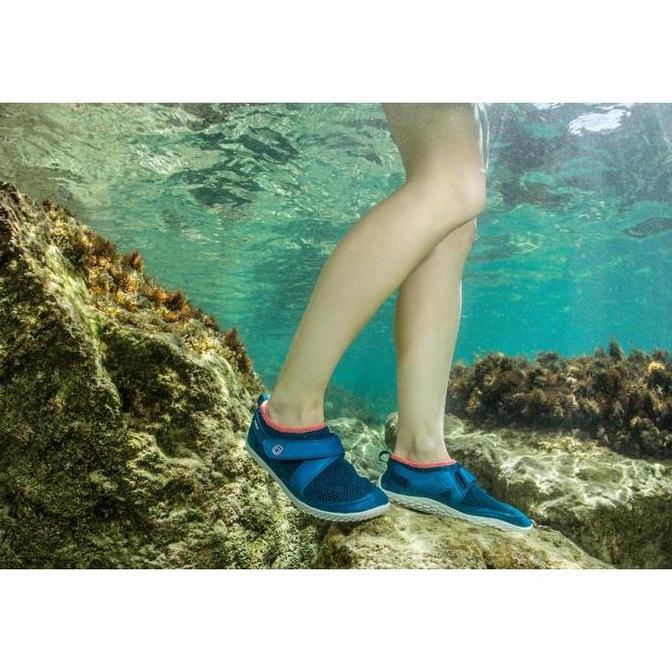 Promo Decathlon Subea Sepatu Aquashoes Velcro Dewasa - Aquashoes 500 Biru Pink - 8578993 Diskon