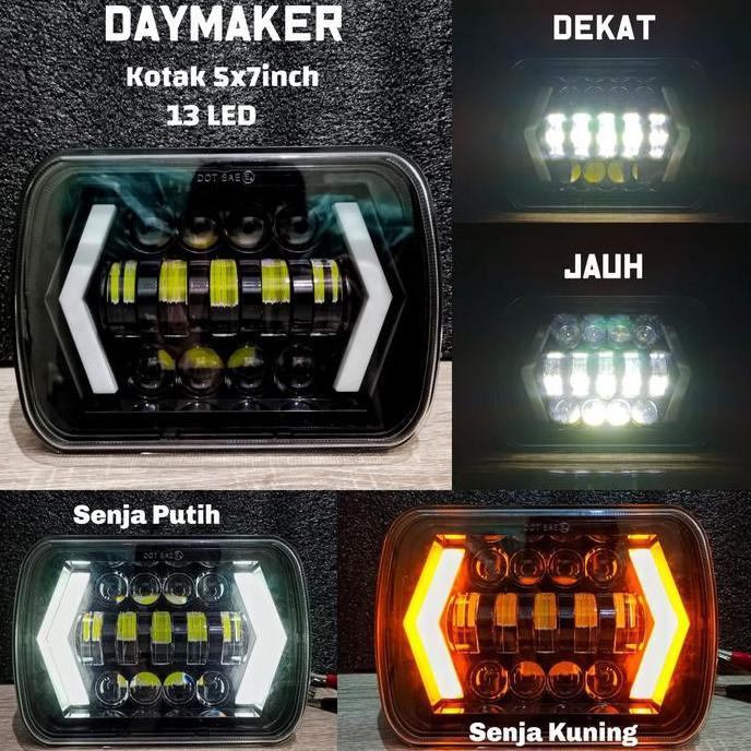 Lampu Depan Head Lamp Kotak 7inch 13LED Original  Jeep Feroza Taft l300 Kijang Katana Carry TERBARU