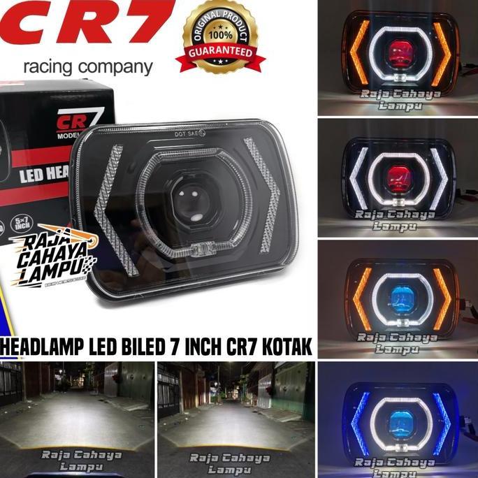 Lampu LED Headlamp 7 Inch 5X7 Kotak CR7 C606 Lampu Biled Plus Devil Shroud Senja Waterproof Motor Mo