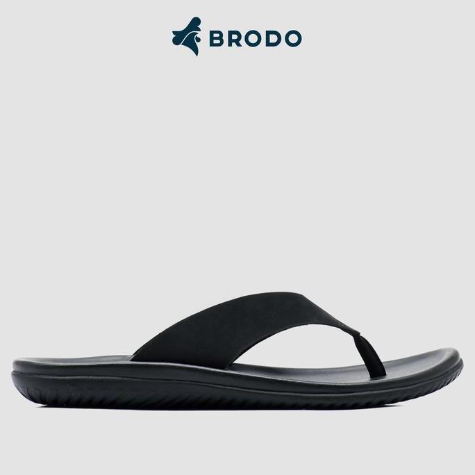 SUMBERRESI9 - BRODO FLIPPER FULL BLACK SANDAL JEPIT PRIA ORIGINAL