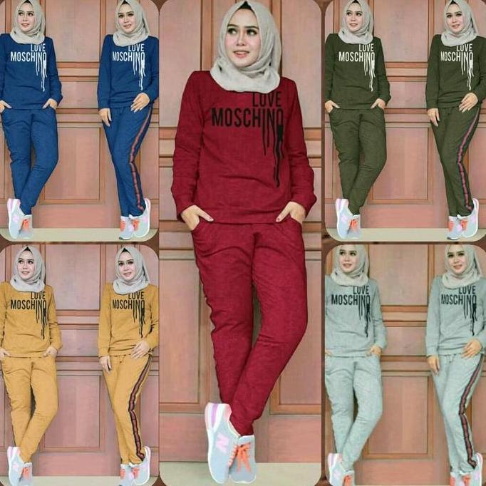 NEW SETELAN BAJU OLAHRAGA WANITA CEWEK PEREMPUAN MUSLIMAH -CELANA TRAINING ORI