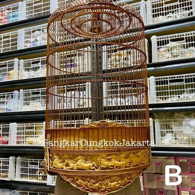 TERBARU - Sangkar Cungkok D40 Branjangan Lark Sonca Ukir 2D Ori Vietnam
