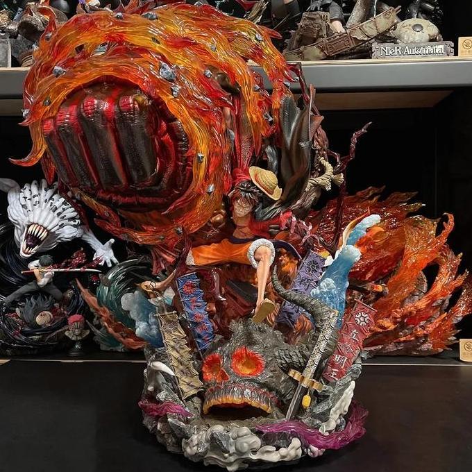 Monkey D Luffy Gear 3 Action Figure Elephant Gun Red Hawk Fire Led