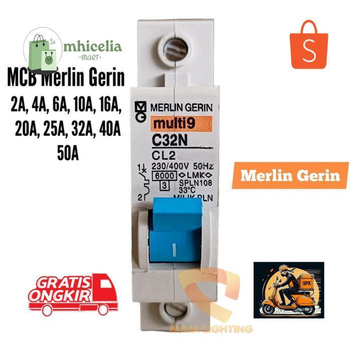 Fs-6 Mcb Multi9 2A 4A 6A 10A 16A 20A 25A 32A 40A 2 Ampere Merlin Gerin Pln 450W Cl2 Spln Breker Terl