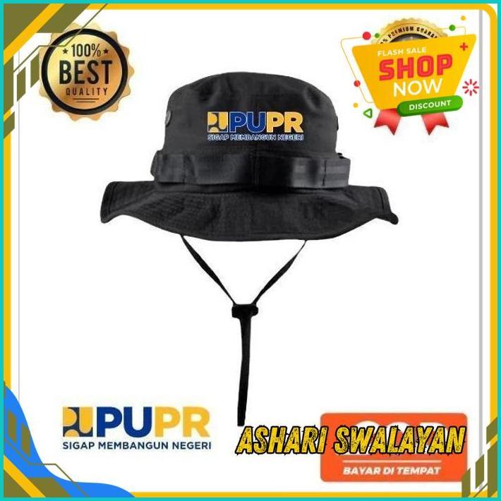 TOPI RIMBA GUNUNG HAT CAP DISTRO PUPR SIGAP MEMBANGUN NEGERI CUSTOM NAMA SABLON BORDIR SOUVENIR COST