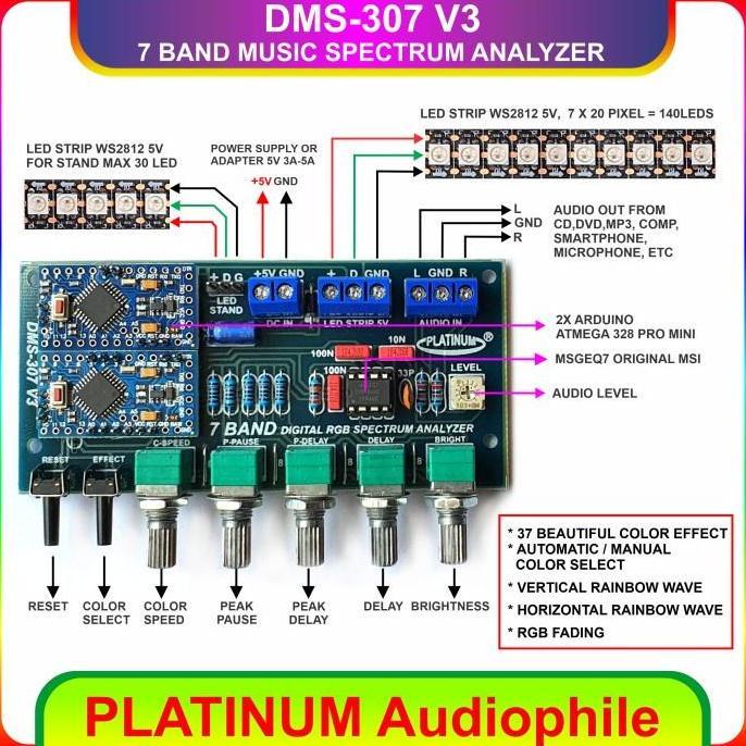 New- Spectrum Analyzer Modul DMS-307 V3 7 Band Music Analyzer