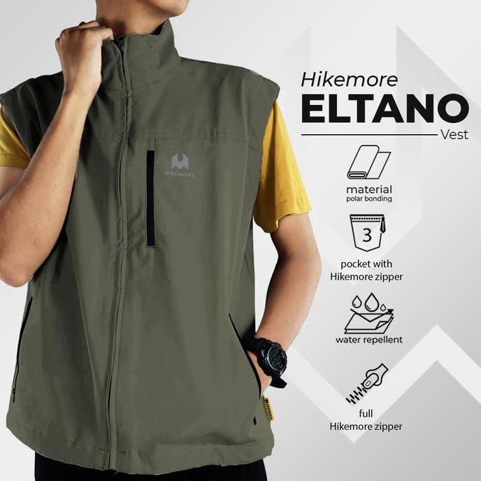 NEW VEST JAKET ROMPI PRIA MOTOR OUTDOOR SOFTSHELL HIKEMORE ELTANO ORI