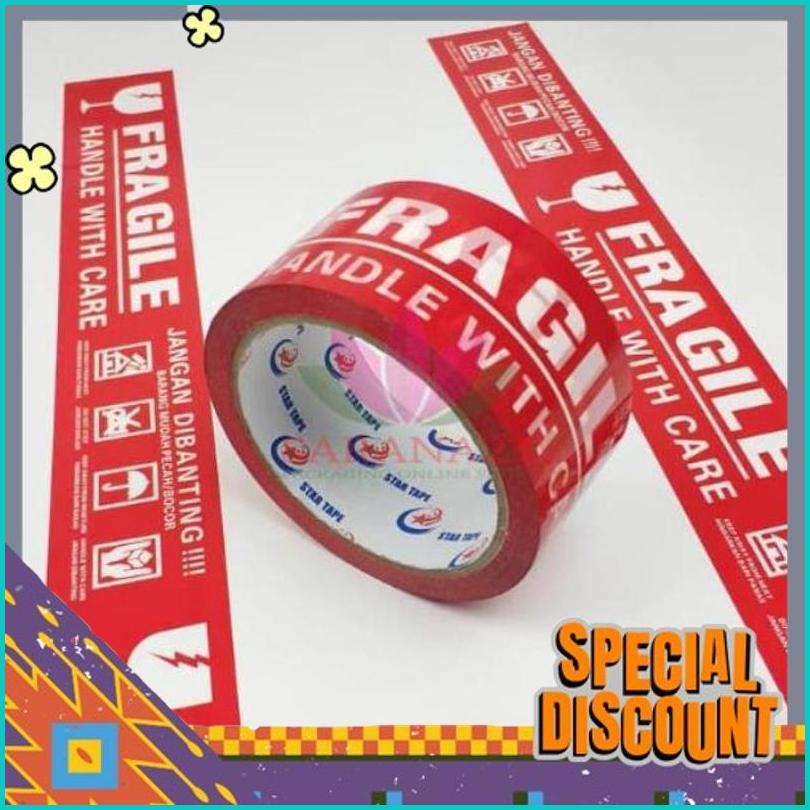 Cuci Gudang Lakban Fragile / Lakban Murah / Fragile Merah / Lakban Fragile Merah / Lakban Dr-02