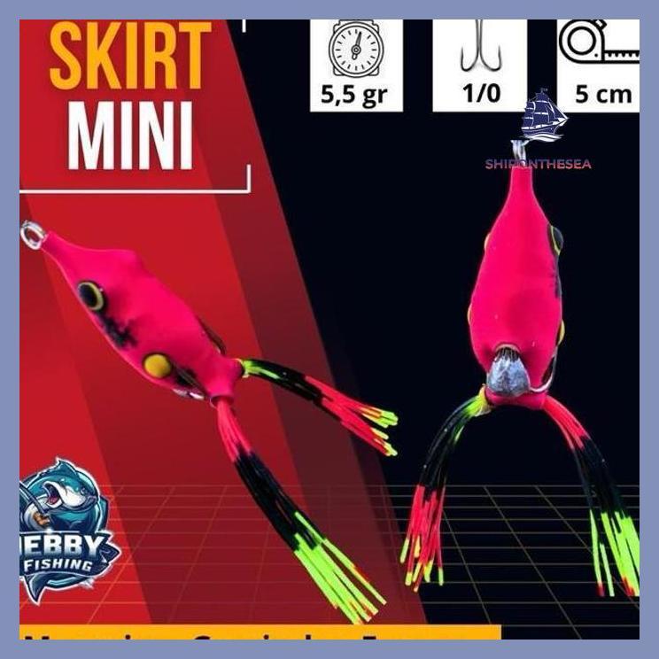 (PANCING) SOFT FROG SPESIALIS KOCOLAN SKIRT MINI / KECIL 3,5CM - 4CM, 4GRAM HOOK VMC 1/0 LURE UMPAN 