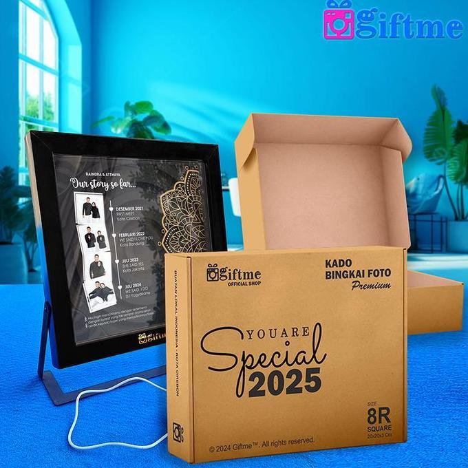 Terlaris Giftme Bingkai Foto 8R Custom Led Stand Besi | Kolase Photostrip - Kado Unik Anniversary Pa
