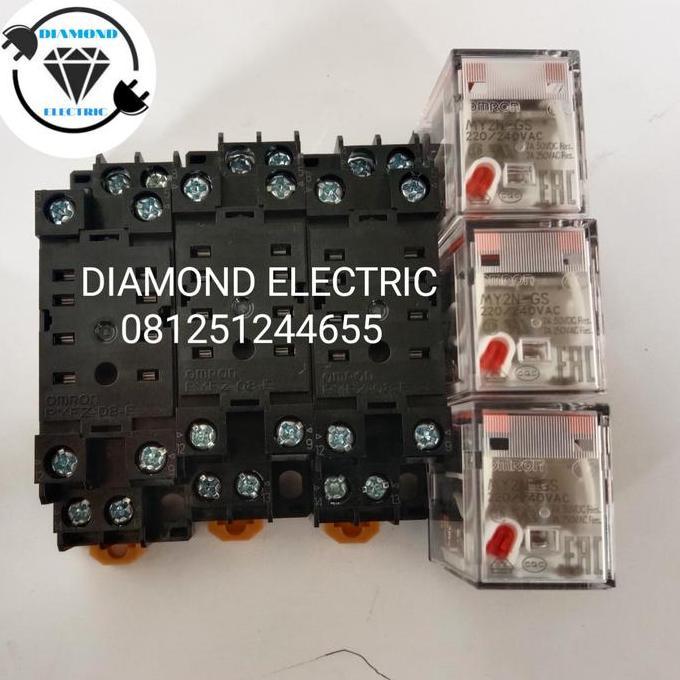 Relay OMRON MY2N GS AC 220V + Socket 100% Original / RELAY OMRON MY 2N TERMURAH