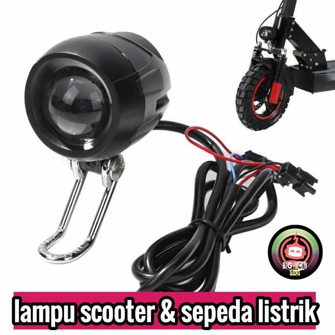 lampu dan klakson scooter dan sepeda listrik 36v 48v headlamp skuter