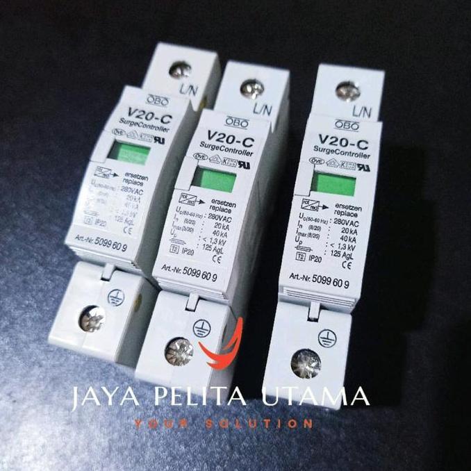 surge arrester OBO V20-1p+N+PE 1p 220/280VAC ASLI