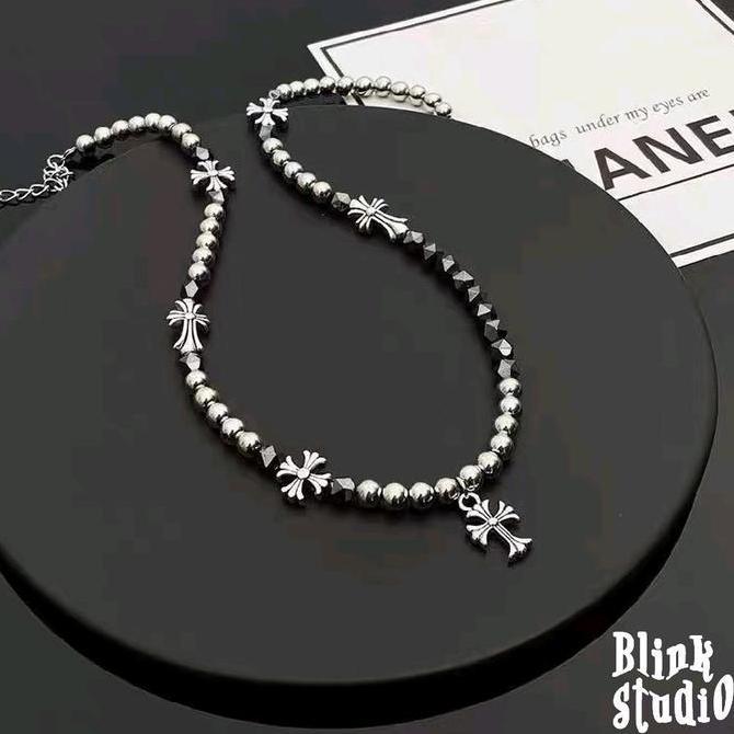 chrome Bill - necklace kalung rantai titanium sillver elegan liontin salib vintage cross pendant chr