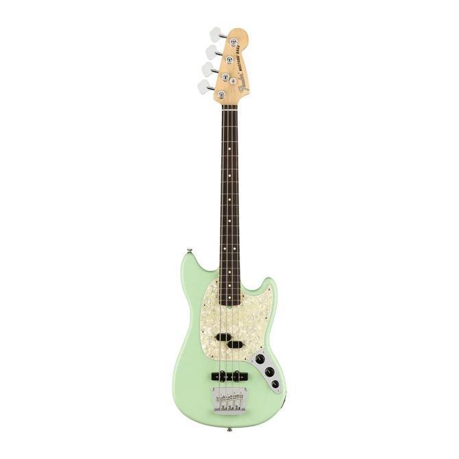FENDER AMERICAN PERFORMER MUSTANG BASS GUITAR ROSEWOOD SATIN SEAFOAM GREEN BMJ