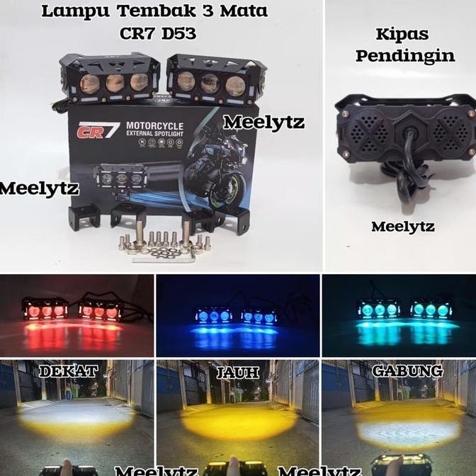 Promo CR7 D53 - Lampu Tembak 3 Mata Diskon