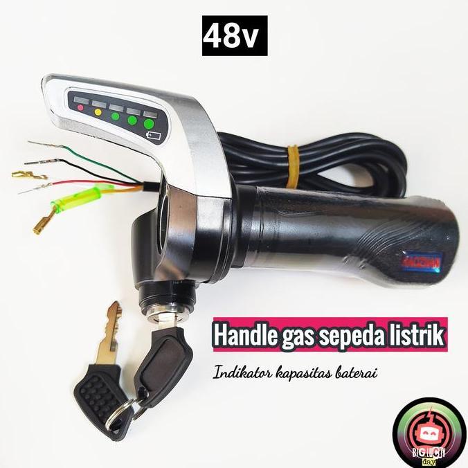 handle gas sepeda listrik 48v universal indikator baterai kabel gas