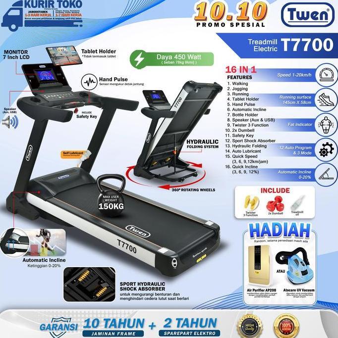 Promo TWEN T7700 T7700M T7000AC Treadmill Listrik Treadmill Portable Treadmill Multifungsi Treadmill