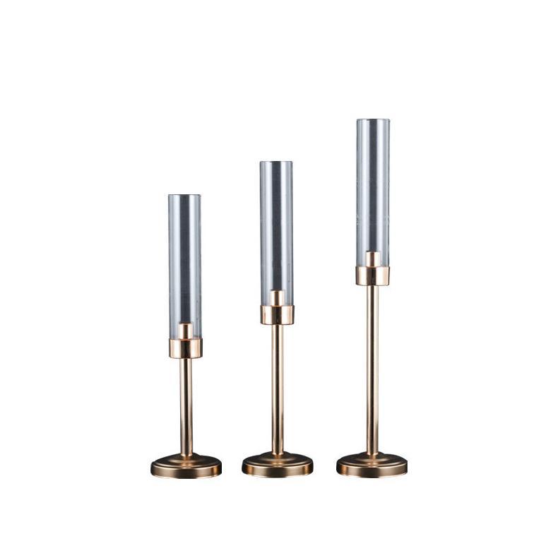 Tempat Lilin Kristal Single Gold Glass Candle Holder Dekorasi Pesta Wedding Dekor Ruangan Meja Makan