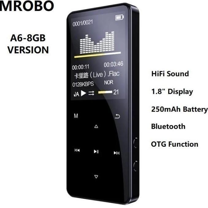 TERBARU MROBO A6 8GB - MP3 MP4 Digital Audio Player Lossless HD FLAC
