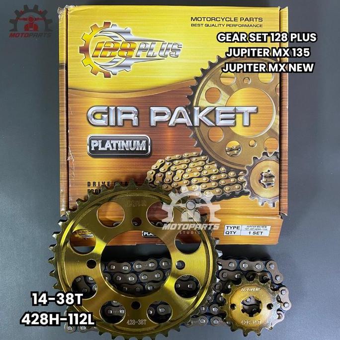 GEAR GIR SET GIR PAKET JUPITER MX 135 NEW 14 38T 428H Gold Motorcycle