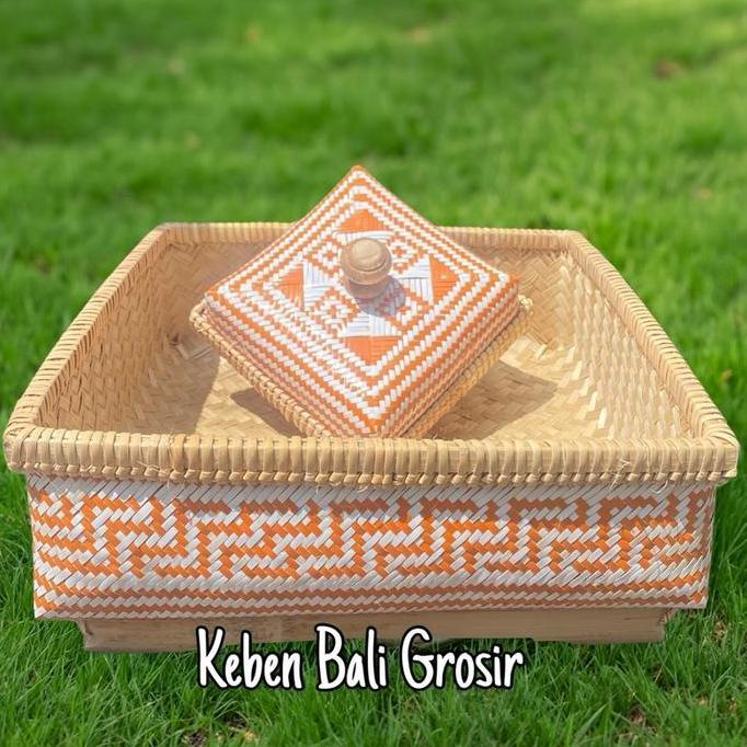 KEPE BANGLI  30 X 30cm || Bokor Bambu Bokor Kotak Bokor Anyaman Bambu Kepe Bangli Buah