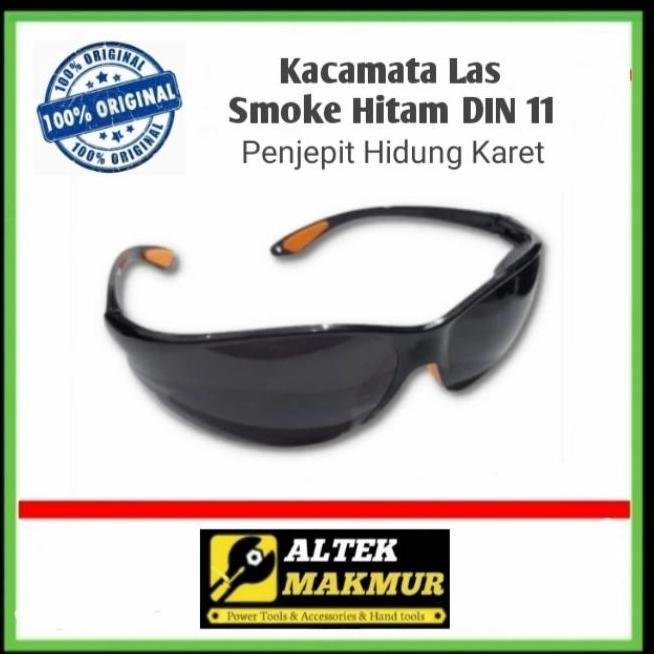 Produk Unggulan] Kacamata Las DIN 11 Smoke Hitam Pekat KACA MATA LAS SAFETY