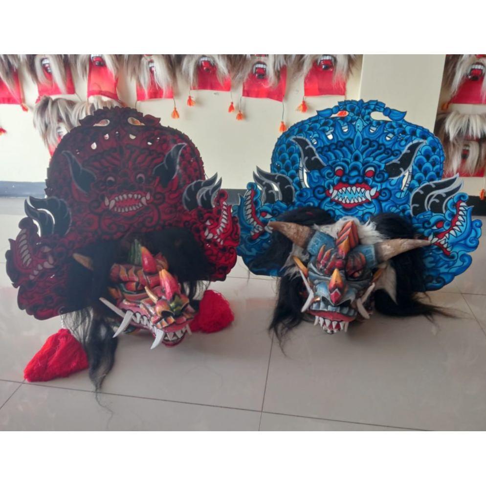 Barongan Devil Anak Kayu Ukuran 18-20 Warna Biru Merah Dskn11
