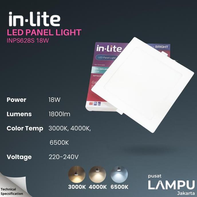 INLITE Led Panel Inbow Kotak 18watt LED 220V 220volt 18W square