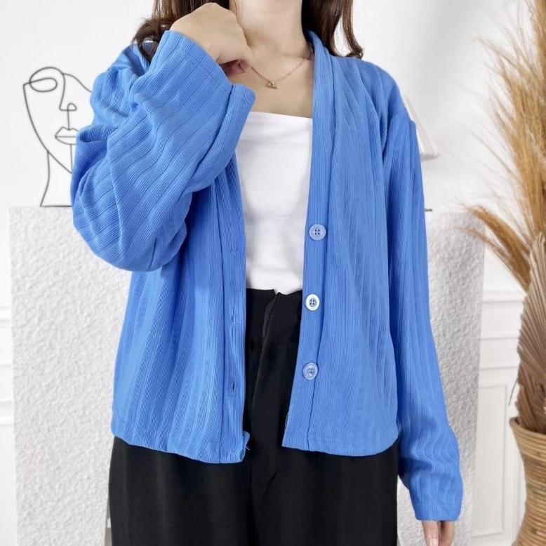 AKEMI HORNET KNIT CROP CARDIGAN WANITA / OUTER TOP KNITWEAR PREMIUM (COD)