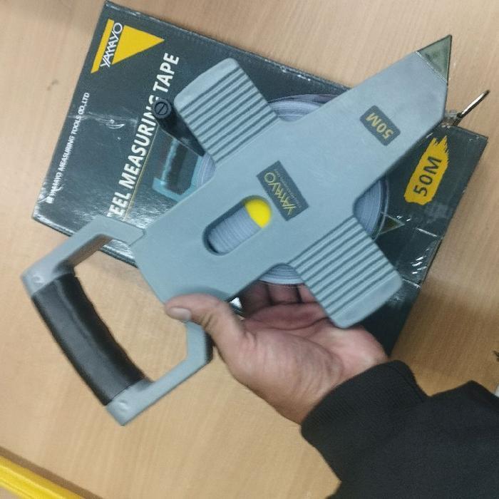Yamayo Steel Measuring Tape 30 50 100 Meter/Meteran Gulung Alat Ukur Tanah ,Bangunan Original Dan Te
