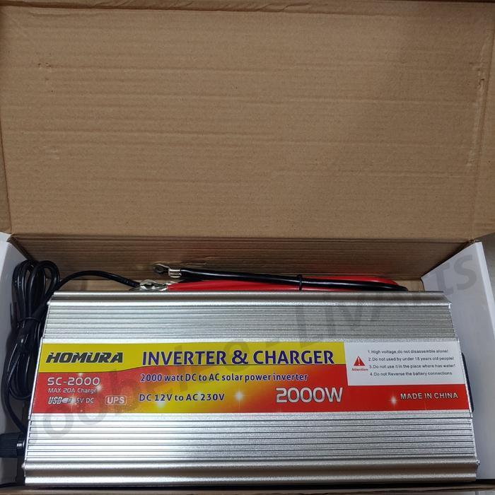 Inverter 2000W 1000 Watt Plus Charger 20A 10A Ups Auto Dc 12V Ac 220V Original Dan Terpercaya
