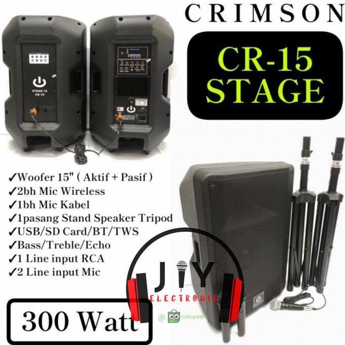 Paket Speaker Aktif Pasif Crimson 15 inch Stage