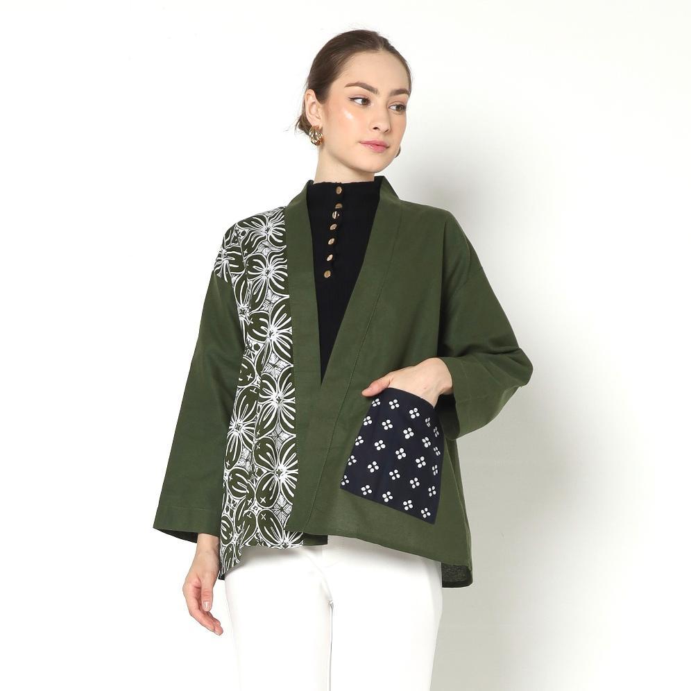 WDIN Top Outer - Kimono Batik Lengan Panjang Katun Rami