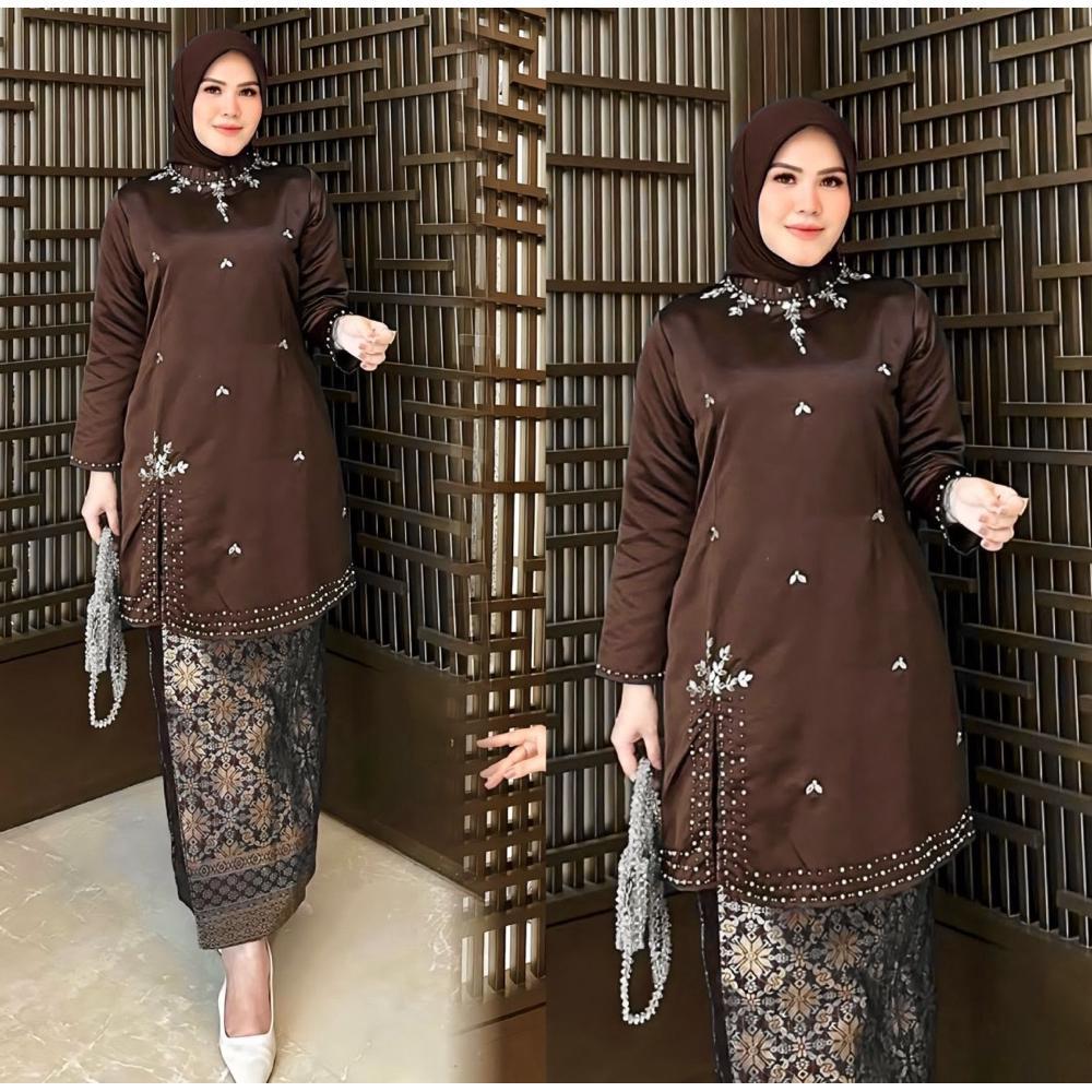 New Ready Baju Kurung Belah Pinggir Payet Moder dan Songket lilit Palembang//Baju Kebaya Modern/baju