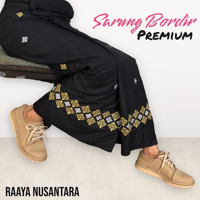 sarung bordir wadimor Bunga Bali bordir dewasa Katun Lembut Katun Hitam Motif sarung  perempuan sant