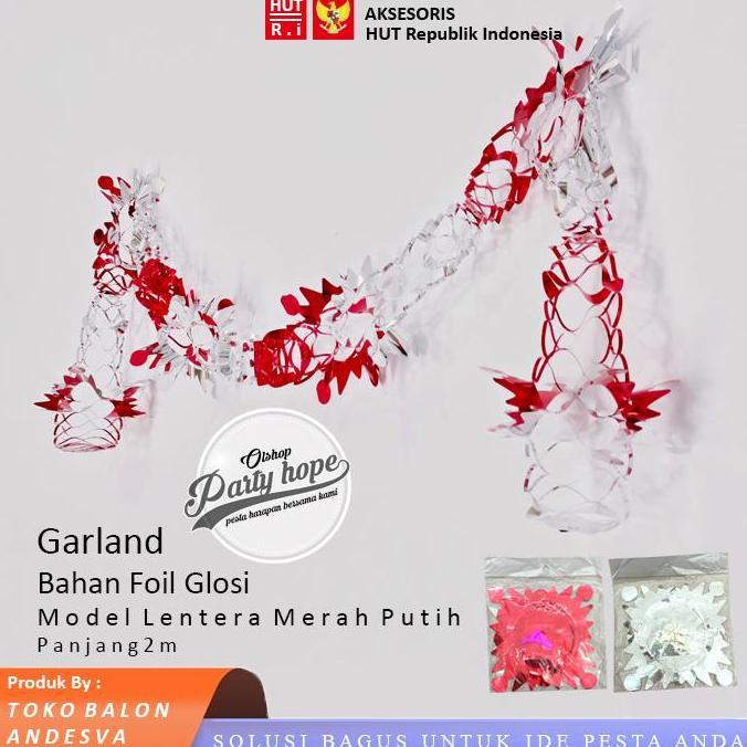 ] hiasan garland lentera merah putih / garland 3d ornamen merah putih