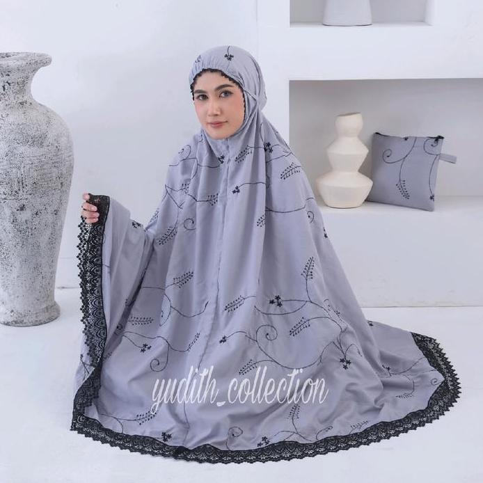 YUDITH - Mukena Dewasa Premium Bordir Elmira Free Tas Katun Lembut Mewah