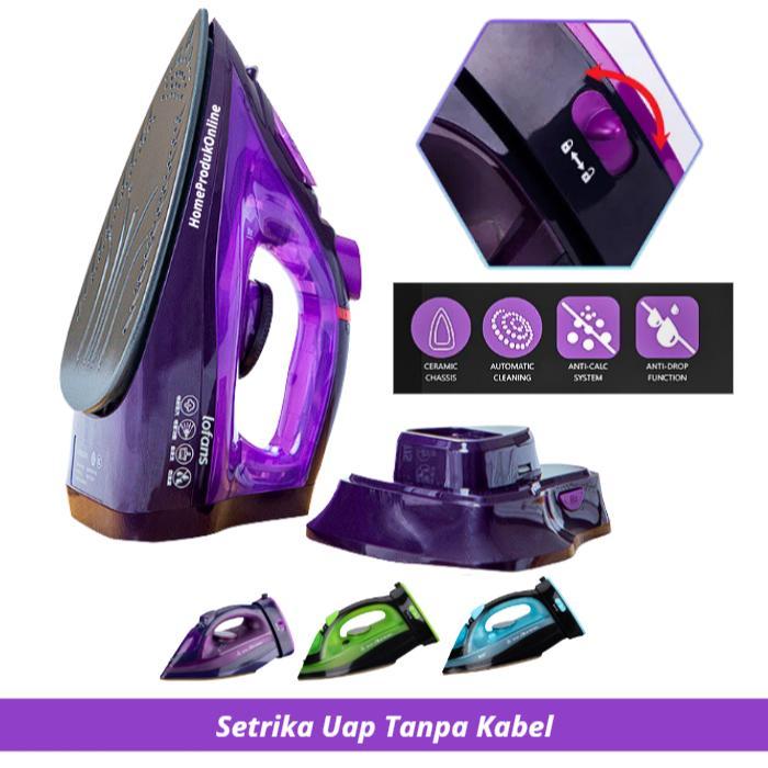 Setrika Uap Portable Tanpa Kabel Cepat Panas Rapi Maksimal Cordless Elektrik Ceramik Steam Iron