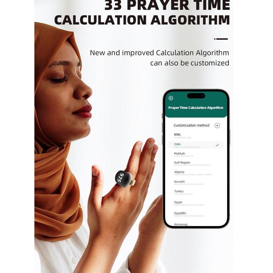 yaaliya219 - tasbih digital alarm led marmer & kayu premium