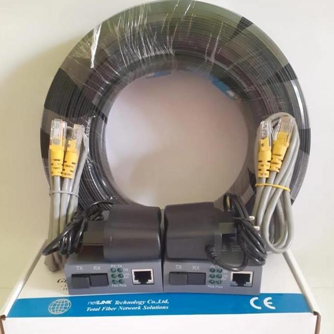 PAKET KABEL FIBER OPTIK PRECON 150 METER DAN SEPASANG NETLINK HTB 3100 ORIGINAL DAN TERPERCAYA
