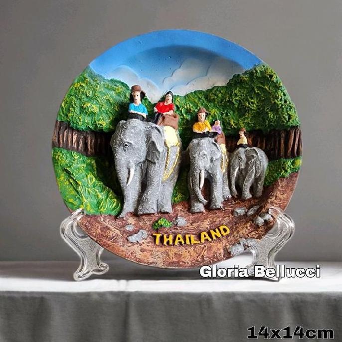 Pajangan Piring Gajah Thailand Dinding Hiasan Gantung Negara Bangkok